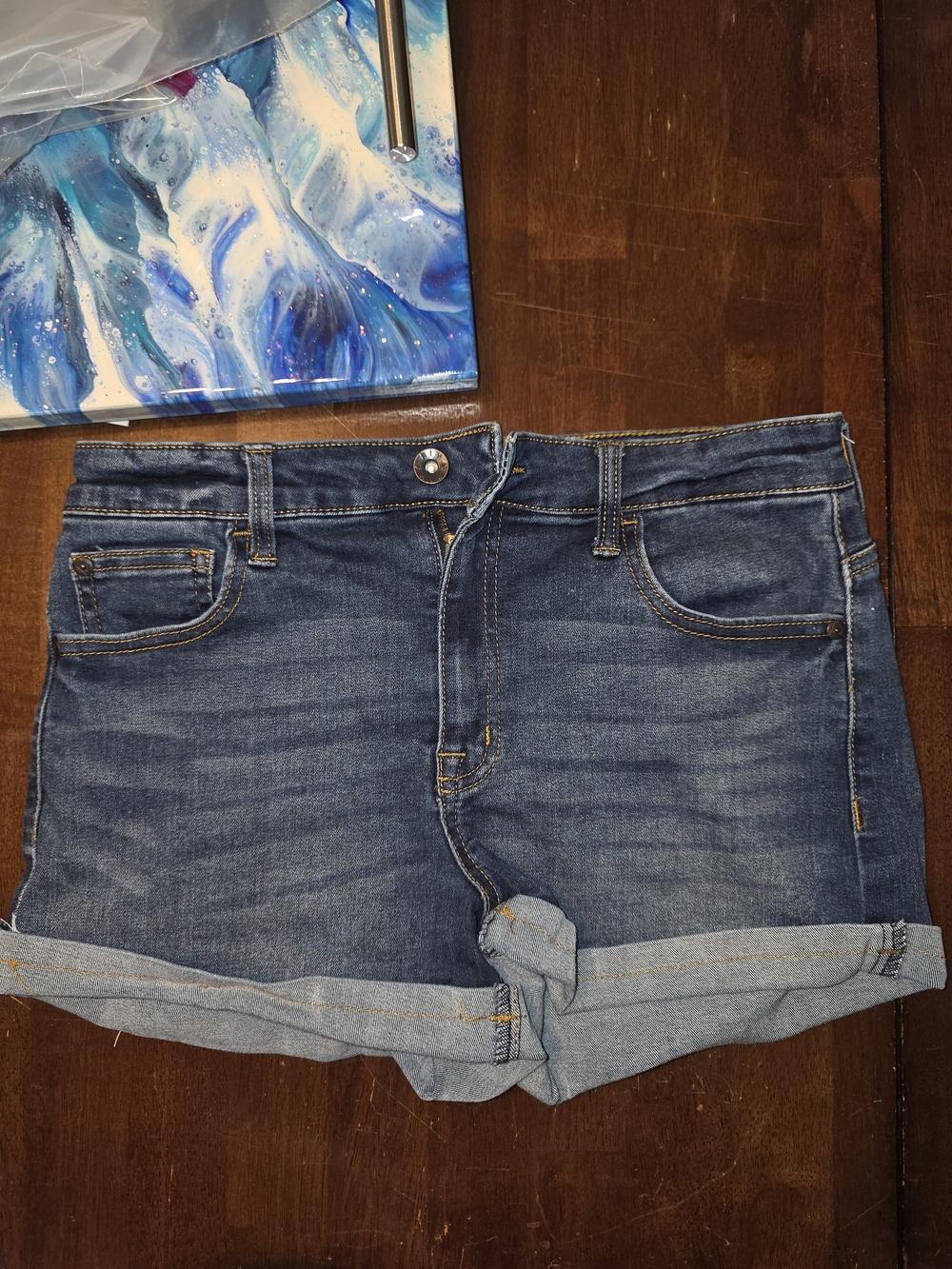 Ariya Women's Dark Blue Rolled-Hem Denim Shorts